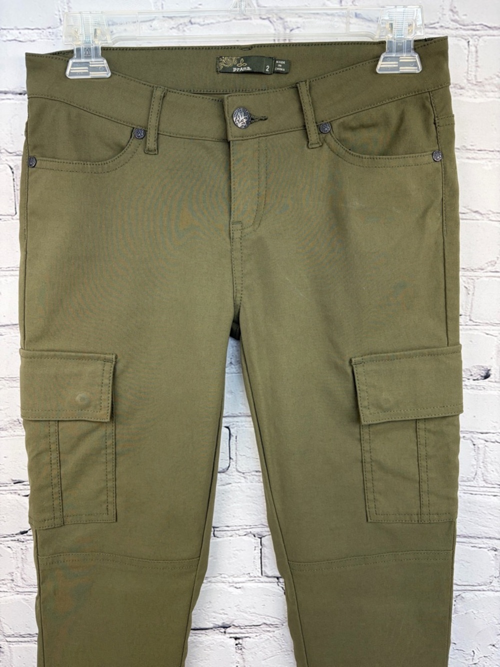 prAna Meme Pant Skinny Cargo Hiking Pants Green Sz 2 - Picture 5 of 15
